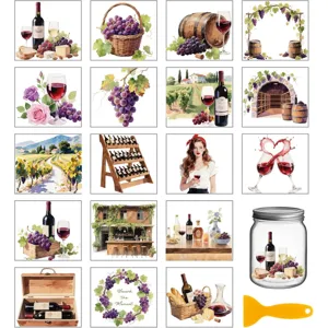 Watercolor hand painted cold transfer stickers DIY decorative sticker for glass cup jar