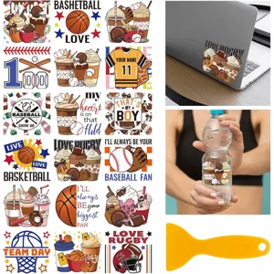 Watercolor sports transfer stickers DIY decal for water bottles cups laptops and crafts