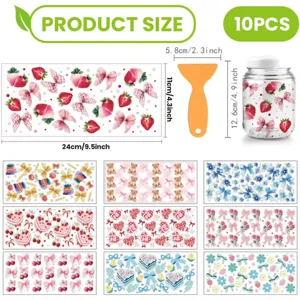 Kit de 10 autocollants de transfert à froid DIY avec pot en verre et racloir