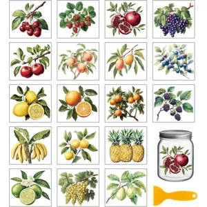 Watercolor hand-drawn rub-on transfer stickers for glass cups, ceramics and DIY crafts.