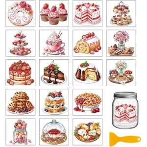 Watercolor dessert rub-on transfer stickers DIY glass cup decorative art craft decals