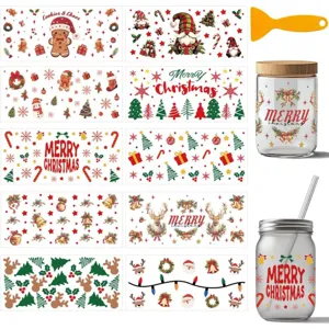 Transfert Noel autocollant bonhomme pain d'epices DIY artisanat tasse en verre