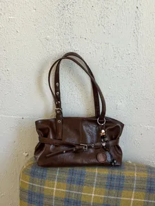 Sac Tote Vintage en Cuir PU Grande Capacité Marron Maillard Sac à Bandoulière pour Femmes Sac à Main Rétro Avec Ceinture