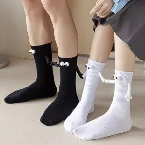 Calzini a tubo medio magnetici 3D carini per coppie, calzini di cotone novità alla moda quotidiana.