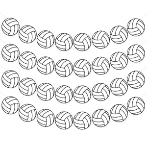 Detail de banniere de fete de volley avec plusieurs guirlandes en papier pour sport.