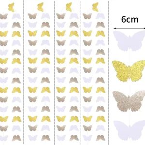 Butterfly garland detail view, 6cm hanging paper butterflies for party and wedding decoration.