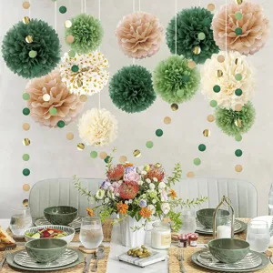 Tissue paper pom poms flower garland set for party wedding background decoration details.