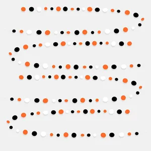 Halloween Party Hanging Decorations Black Orange Round Paper Garland Banner For Mall Window Home Festival Decor