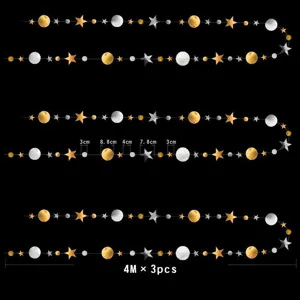 4m glitter star moon paper garland hanging decor party birthday celebration supplies