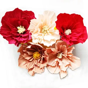 Handmade crepe paper flowers for wedding home party decoration large artificial peony flowers