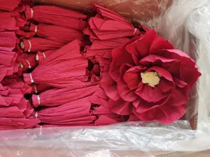 Red crepe paper flowers bulk pack for wedding party home holiday decoration DIY craft supplies