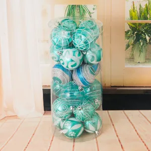 24pcs 6cm Christmas tree hanging balls decorative painted plastic baubles clear barrel