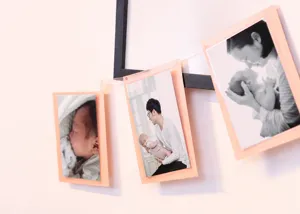 Baby monthly photo banner 12 months milestone picture frame detail view for birthday party