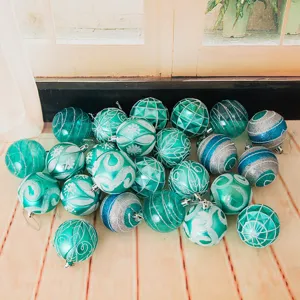 Christmas tree hanging balls 6cm painted plastic baubles holiday festive home party decoration set