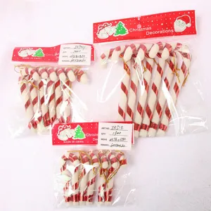 Christmas tree candy cane hanging ornaments set, plastic red white festive party decor.