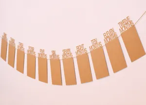 Baby 1st birthday monthly photo banner, vintage kraft paper garland for party decor.