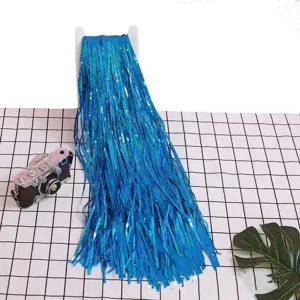 Blue tinsel fringe curtain shimmering backdrop for party wedding birthday decoration 2m