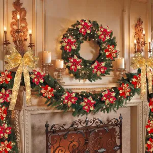 14cm Gold Glitter Christmas Poinsettia Artificial Flowers for Holiday Wreath Tree Decor