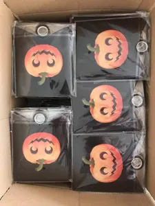 Detail view of Halloween ghost pumpkin hanging banner party decoration supplies packed neatly.