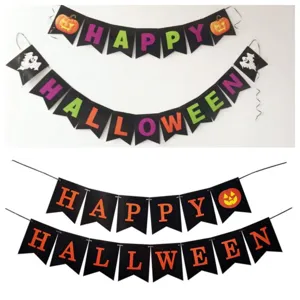 Halloween Party Decoration Happy Halloween Banner Pumpkin Ghost Garland White Card Paper Hanging Bunting Supplies
