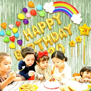 Matte tinsel curtain fringe backdrop for birthday party, wedding, and festive decorations.