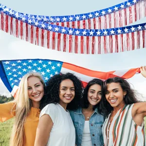 Rot weiße und blaue Lametta Fransen Banner für US Unabhängigkeitstag Party Deko 3m 6m
