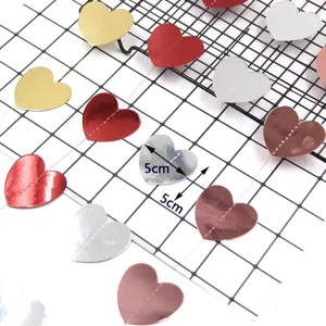 Mirror heart paper garland for Valentine day party hanging decoration 5cm pieces set