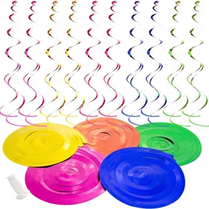 PVC Swirl Spiral Hanging Ornaments Metallic Luster Party Decoration For Birthday Wedding Festival Background Wall