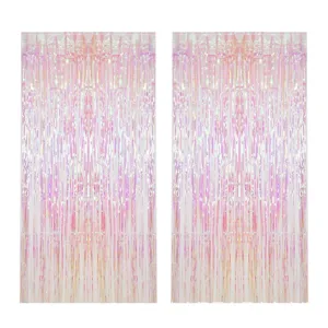 Iridescent tinsel fringe curtains shiny foil door curtain for party birthday decoration
