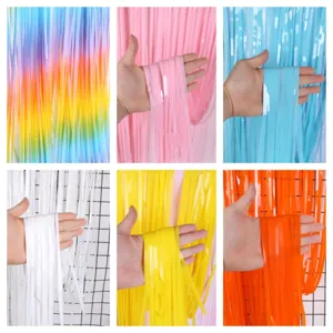 Macaron Tinsel Foil Fringe Curtain Birthday Wedding Party Background Wall Decoration Shiny Streamers Decor