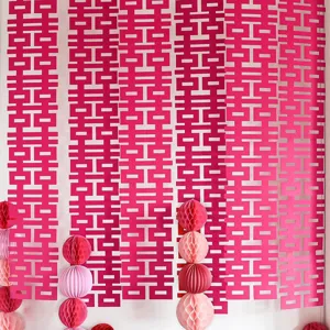 Traditional Chinese Double Happiness Hanging Decoration Non Woven Fabric Long Banner For Wedding Room Party Decor