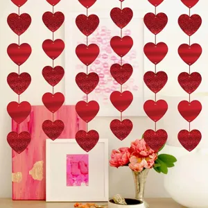 Valentine red heart garland hanging decorations for wedding party and home room decor