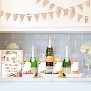 Rose gold glitter triangle bunting banner scene detail, party wall decoration background.