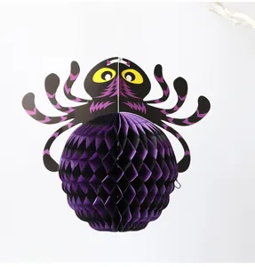 Halloween hanging paper honeycomb spider decoration for party festival spooky home decor item