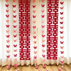 Wedding room decoration red double happiness hanging string non-woven fabric set