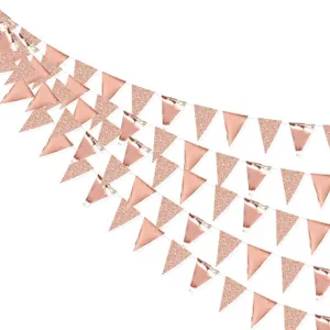 Rose gold triangle bunting banner garland for birthday party background wall decoration 3m