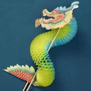 New Year Dragon Dance Toy Paper Honeycomb Folding Dragon Colorful Festive Party Decoration Traditional Craft Gift