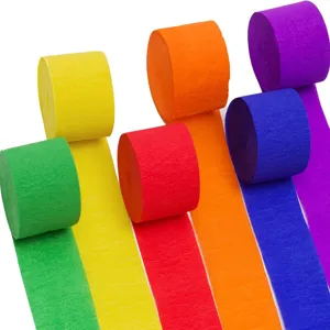 Serpentins en Papier Crêpe Coloré Ensemble de 6 Pièces Rouleaux de Papier Arc-en-Ciel Pour Mariage Fête Anniversaire DIY Décoration Chambre Enfant