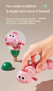 Lindo juguete de oruga de cuerda para niños, insecto rosa trepador interactivo para bebés.