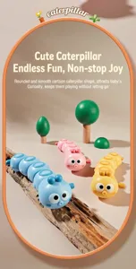 Lindo juguete de oruga de cuerda colorido con cuerpo de plástico liso para niños pequeños.