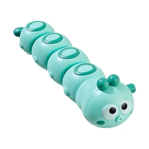 Juguete de oruga de cuerda de plastico verde para ninos, adorable juguete de animal movil.