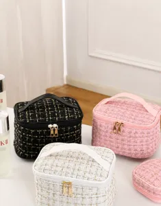 Tweed Kosmetiktasche große Kapazität tragbare Reise Make-up Organizer Tasche für Damen.