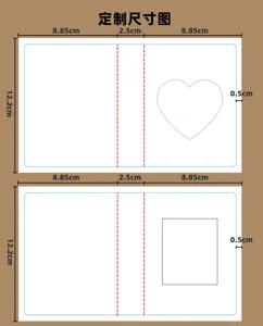 Custom size template diagram for 3-inch photocard holder album insert with heart window.