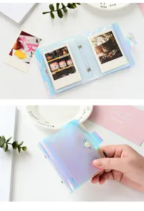 Holographic 3 inch instax photo album cute transparent mini card holder organizer.