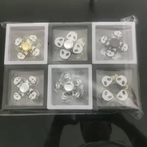 Panda themed metal fidget spinners set with 6 different styles in display boxes detail