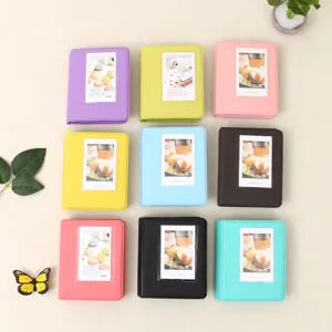 Pastel mini photo album 64 pockets sweet style pocket photo binder for instant pictures.