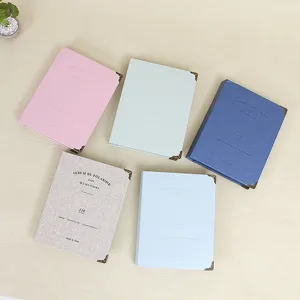 Detailed view of colorful 3-inch mini photo albums, leather cover with 120 pockets for films.