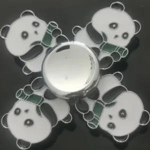 Cute panda fidget spinner main image showcasing four enamel panda designs with metal bearing.