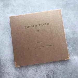 Ticket storage album with 100 pockets, brown textured cover for concert movie tickets.