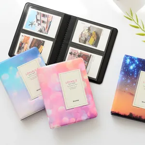 Mini Polaroid photo album, 3-inch cute card holder, colorful starry sky storage book.